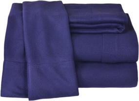 img 3 attached to Experience Luxurious Comfort with Elite Home Winter Nights Fleece Extra Plush 4-Piece Sheet Set – King Size in Navy