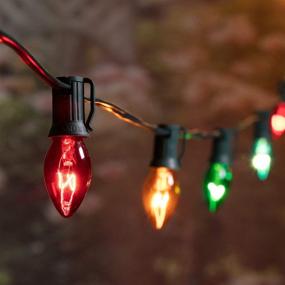 img 3 attached to 🎄 C7 Multicolor Christmas String Light Set, 25ft Vintage Tree Lights: Outdoor Roofline Décor for Patio Garden, Holiday Indoor Wedding - Green Wire