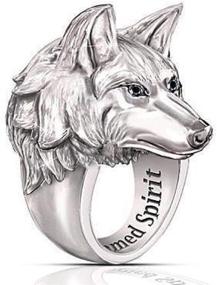 img 3 attached to Wolf Ring for Men: Viking-inspired Wolf Head Jewelry, Retro Totem Ring, Signet Design - Perfect Amulet Accessory