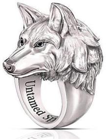 img 4 attached to Wolf Ring for Men: Viking-inspired Wolf Head Jewelry, Retro Totem Ring, Signet Design - Perfect Amulet Accessory