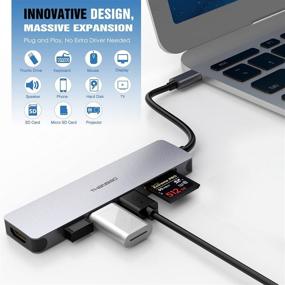 img 3 attached to 🔌 7-in-1 USB C Hub Multiport Adapter: 4K HDMI, 3 USB 3.0, SD/TF Card Reader for MacBook Pro, XPS, Type C Devices
