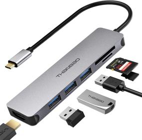 img 4 attached to 🔌 7-in-1 USB C Hub Multiport Adapter: 4K HDMI, 3 USB 3.0, SD/TF Card Reader for MacBook Pro, XPS, Type C Devices