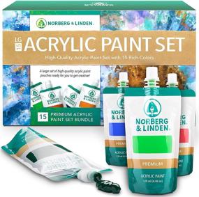 img 4 attached to 🎨 Premium Acrylic Paint Set - Norberg & Linden 15 Large Tubes (4oz 120 ml) for Canvas Painting - High-Pigment Colors
