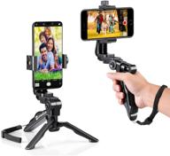 📷 zeadio mini smartphone tripod grip stabilizer with phone holder - compatible with all iphone and android smartphones for desktop tabletop stand tripod logo