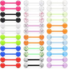 img 4 attached to 🌙 Lcolyoli 36Pcs 14G Glow in the Dark Flexible Acrylic Straight Tongue Barbell Nipple Ring Retainer Piercing Jewelry for Women and Men - 16mm Bar