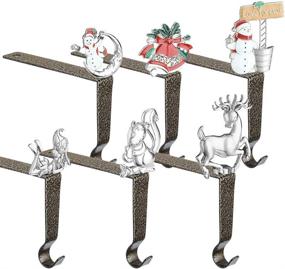 img 3 attached to 🎅 KUZOO 6 Pieces Christmas Stocking Holders: Festive Fireplace Hooks Hanger in Anti-Gold Finish
