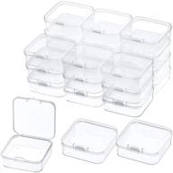 📦 24 pack small clear plastic beads storage containers with hinged lid - box for small item storage, crafts, jewelry, hardware, earplugs, pills (2.12 x 2.12 x 0.79 inches) logo