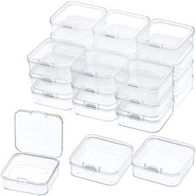 img 4 attached to 📦 24 Pack Small Clear Plastic Beads Storage Containers with Hinged Lid - Box for Small Item Storage, Crafts, Jewelry, Hardware, Earplugs, Pills (2.12 x 2.12 x 0.79 Inches)
