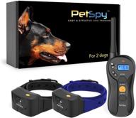 petspy p620b: waterproof dual dog training shock collar with vibration, electric shock, beep - remote trainer for 2 dogs, 10-140 lbs logo