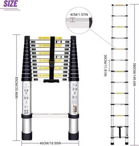 img 2 attached to 👨 DERSECO 12.46FT Telescoping Ladder with Spring-Loaded Locking Mechanism & Anti-Slip Rubber Feet - Aluminum Collapsible Extension Ladders for Home (330lbs Capacity)