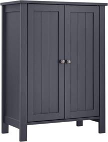 img 4 attached to 🚽 Stylish Gray Bathroom Floor Cabinet with Adjustable Shelf - VASAGLE UBCB60GY
