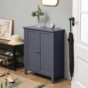 img 2 attached to 🚽 Stylish Gray Bathroom Floor Cabinet with Adjustable Shelf - VASAGLE UBCB60GY