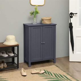 img 3 attached to 🚽 Stylish Gray Bathroom Floor Cabinet with Adjustable Shelf - VASAGLE UBCB60GY
