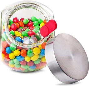 img 2 attached to 🍬 Premium 58oz Glass Penny Jar with Magnet Lid and Scoop - Ideal for Candy, Dry Goods, and Food Storage