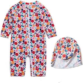 img 4 attached to 👶 Adorable Baby Girls' UPF 50+ Sun Protection Full Zip Swimsuit — Ultimate Sunsuit for Complete Safety!