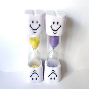 img 1 attached to 🌈 Colorful Set of 5 Pcs Smiley Sand Timers for Brushing Children's Teeth in 2 Minutes (5 Color Options)