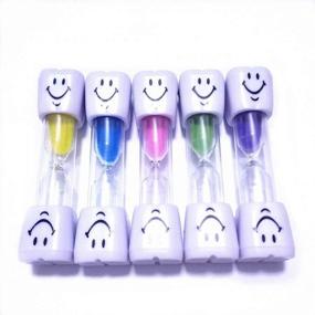 img 3 attached to 🌈 Colorful Set of 5 Pcs Smiley Sand Timers for Brushing Children's Teeth in 2 Minutes (5 Color Options)