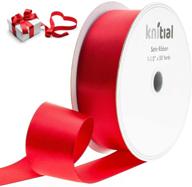 🎀 1-1/2 inch x 50 yards double face satin red ribbon: ideal for gift wrapping and crafts, by knitial logo