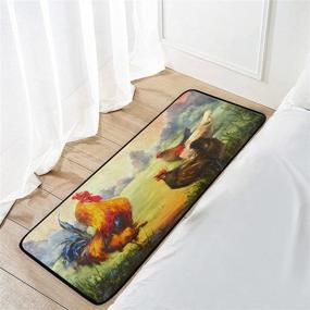img 1 attached to Изысканный коврик для кухни YiGee с изображением ретро-цыплят и петуха: стильный, стираемый и нескользящий 🐓 Мягкий коврик для комфортной стойки - идеально подходит для кухни, домашнего офиса или прачечной - размером 39x20 дюймов.