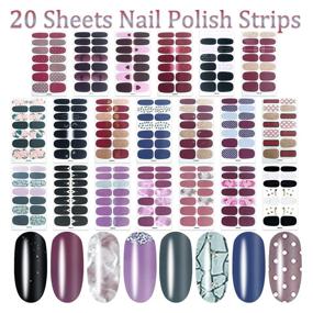 img 3 attached to SILPECWEE Nail Polish Wraps: 20 Adhesive Sheets with Glitter Nail Art Stickers and 1Pc Nail File - Manicure Kit for Women