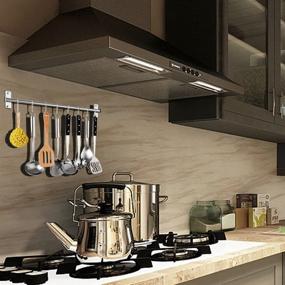 img 3 attached to 🔧 Stainless Steel Kitchen Sliding Hooks Rack: Organize Kitchen Tools with 10 Removable S Hooks for Towels, Pot Pans, Spoons, Coats, Bathrobes, BBQ – Wall Mounted Hanger