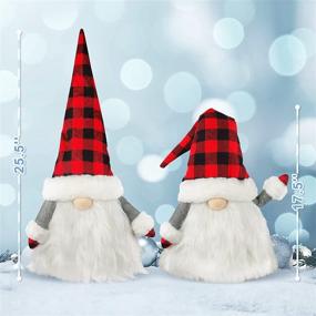 img 2 attached to 🎄 Handmade Scandinavian Tomte Gnome Christmas Tree Topper with Plaid Hat for Holiday Home Decor - KMUYSL Christmas Tree Decorations