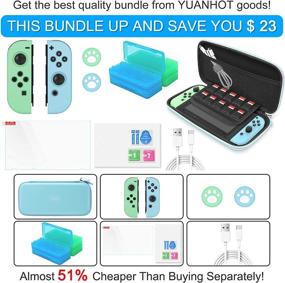 img 3 attached to 🎮 YUANHOT Accessories Bundle for Switch Animal Crossing Edition: Carrying Storage Case, Screen Protector, Remote Protective Cover, Games Holder, Thumb Caps - Blue