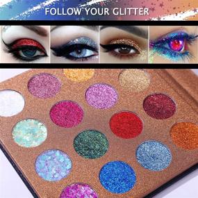 img 3 attached to 💫 Highly Pigmented Glitter Eyeshadow Palette by UCANBE - Pro Makeup Pallet with 16 Chunky & Fine Pressed Glitter Colors for Ultra Shimmer on Face and Body