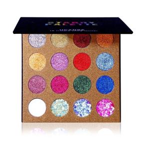 img 4 attached to 💫 Highly Pigmented Glitter Eyeshadow Palette by UCANBE - Pro Makeup Pallet with 16 Chunky & Fine Pressed Glitter Colors for Ultra Shimmer on Face and Body