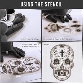 img 1 attached to 💀 Day of The Dead Sugar Skull Stencil Set - Custom Shop Airbrush Templates (Skull Design #15, Laser Cut & Reusable in 3 Scale Sizes)