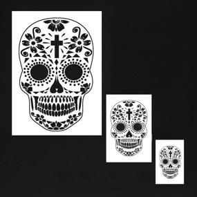 img 2 attached to 💀 Day of The Dead Sugar Skull Stencil Set - Custom Shop Airbrush Templates (Skull Design #15, Laser Cut & Reusable in 3 Scale Sizes)