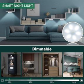 img 4 attached to 6-Pack LED Closet Lights with Motion Sensor & Remote Control - USB Rechargeable Dimmer Step Lights for Under Cabinet, Kitchen, Hallway, Stairs - Night Safe Lighting
