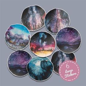 img 3 attached to 🌌 Navy Peony Starry Night Sky Stickers (6 Pack) - Large, Adorable, Water-Resistant and Long-Lasting, Artistic Constellation Decals for Bottles, Laptops, and Scrapbooks