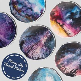 img 2 attached to 🌌 Navy Peony Starry Night Sky Stickers (6 Pack) - Large, Adorable, Water-Resistant and Long-Lasting, Artistic Constellation Decals for Bottles, Laptops, and Scrapbooks