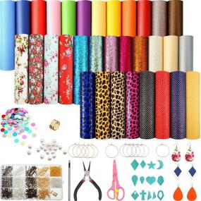 img 4 attached to 📿 Complete Leather Earring Making Kit: 32 Pieces with Faux Leather, Templates, Faux Pearl, and More!