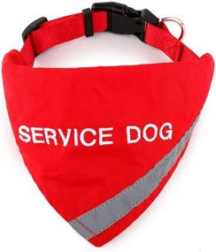 img 3 attached to 🐾 Doggie Stylz Service Dog Bandana: Reflective Strip for Night Safety, Matching Collar and Leash Attachment, Red Large (Neck 16-24")