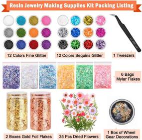 img 3 attached to Complete Resin Jewelry Making Kit: Thrilez Resin Decoration Supplies with 🎨 Glitter, Foil, Flowers, Mylar & More for DIY Craft, Slime, Nail Art