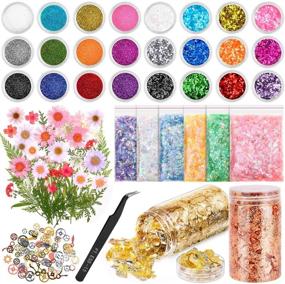 img 4 attached to Complete Resin Jewelry Making Kit: Thrilez Resin Decoration Supplies with 🎨 Glitter, Foil, Flowers, Mylar & More for DIY Craft, Slime, Nail Art