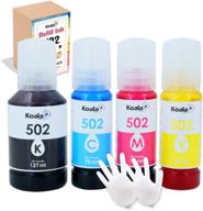 🖨️ koala compatible refilled ink bottle replacement for 502 t502 - et-2700 et-2750 et-2760 et-3750 st-2000 st-3000 st-4000 printer - black, cyan, magenta, yellow, 4 pack logo