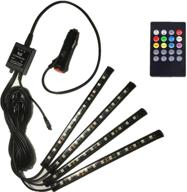 🚗 enhanced safety with safe view car led strip light: 4pcs 48 led dc 12v multicolor music car interior light kit featuring sound active function, wireless remote control, and car charger logo