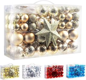 img 4 attached to 🎄 Poshlr Christmas Ball Decorations Set of 145 Pcs with Tree Topper: Perfect Holiday Gifts for Family and Friends - Champagne