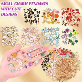 img 1 attached to Wholesale Bulk Assorted Gold-Plated Enamel Charms - 300pcs for Jewelry 📿 Making, Gikasa Earring Charms for DIY Necklace Bracelet Crafting and Jewelry Making