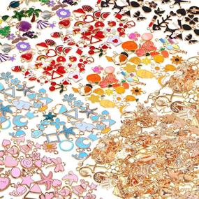 img 4 attached to Wholesale Bulk Assorted Gold-Plated Enamel Charms - 300pcs for Jewelry 📿 Making, Gikasa Earring Charms for DIY Necklace Bracelet Crafting and Jewelry Making