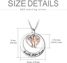 img 1 attached to Sterling Silver and Rose Gold/Gold Cross Necklace with 'Faith Hope Love' Charm Pendant, Adorned with Austrian Crystal - Enhanced SEO