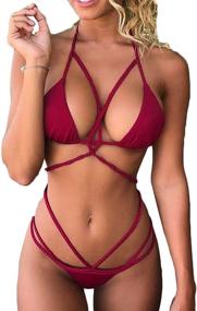 img 4 attached to 👙 Flattering and Fashionable QINSEN Womens Strappy Brazilian Swimwear - Perfect Women's Clothing for Swimsuits & Cover Ups