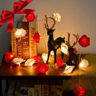 🌹 romantic valentine's day rose string lights: elegant 10 ft 20 led battery operated flower led lights for anniversary, wedding, birthday decorations - red and white, large diameter 2.7 inch логотип