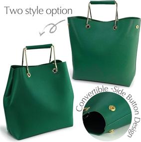img 3 attached to 👜 Chic Vegan Leather Convertible Top Handle Handbag for Women with Metal Handle