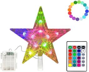 img 4 attached to 🌟 9 Inch KBG Christmas Star Tree Topper Light with Remote Control - Color-Changing LED Bethlehem Star Decoration - Battery Powered (3AA)