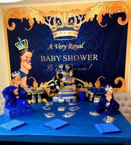 img 2 attached to 👶 GYA Royal Prince Baby Shower Backdrop – Black Boy with Gold Crown Photography Background, 7x5ft – Party Supplies