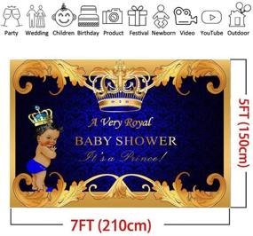 img 1 attached to 👶 GYA Royal Prince Baby Shower Backdrop – Black Boy with Gold Crown Photography Background, 7x5ft – Party Supplies